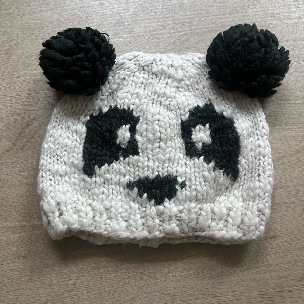 Panda Knit Hat - Black and White